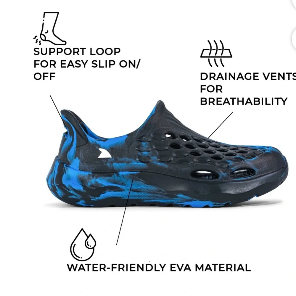 NWT Rugged Shark Toddler Boys Water Shoes Slip-On Black Blue Koi Size 7 - Picture 2 of 10